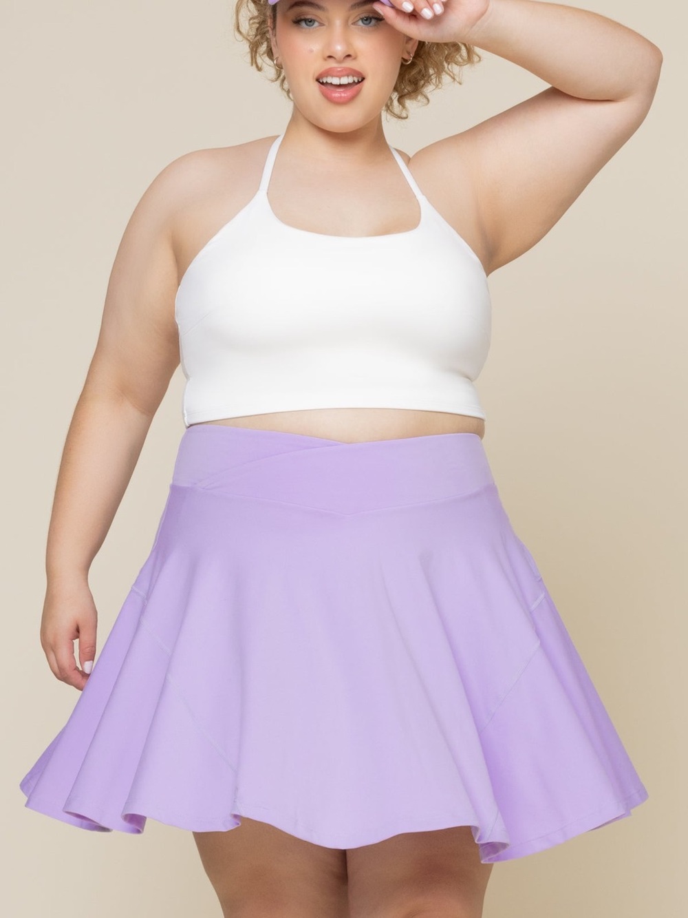 POPFLEX Crisscross Hourglass Twirl Skort 2X Digital Lavender